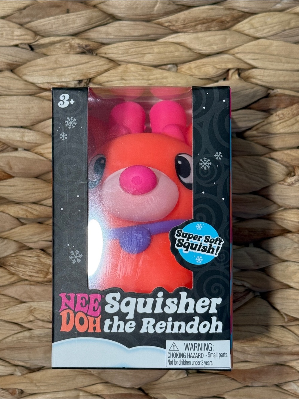 Extremely rare Holiday NeeDoh Squisher the Reindoh-Orange with Pink Accents